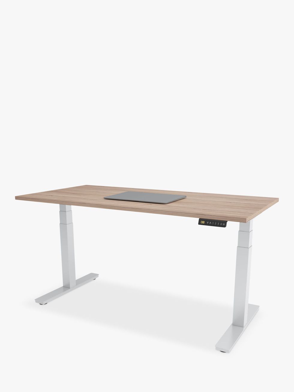 Bisley Sit & Stand Height Adjustable Oak Wood Top Desk, 120cm