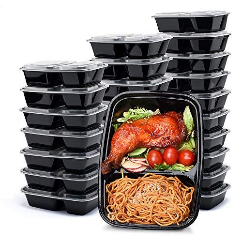 50 Count] 32 oz Black Plastic Meal Prep Containers with Lids - Round Food  Storage Container Microwave Safe - BPA-Free, Stackable, Reusable, Dishwasher,  Freezer Safe, Disposable 