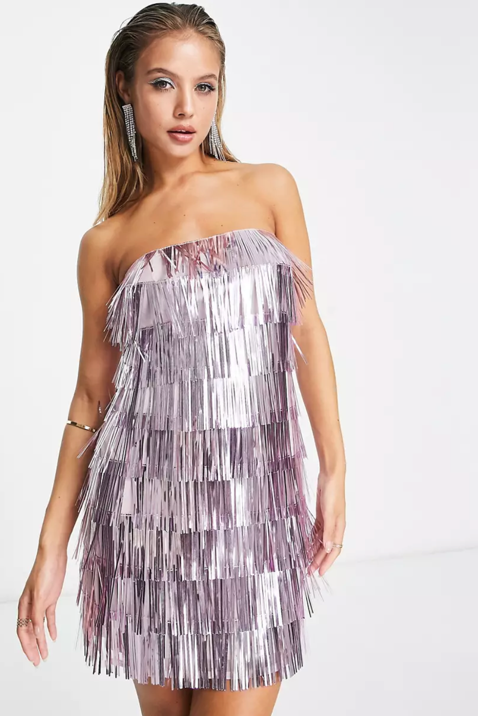River Island Fringed Sequin Minidress in Purple River Island Fringed Sequin Minidress in Purple
