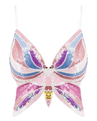 Sparkly Butterfly Sequin Crop Top