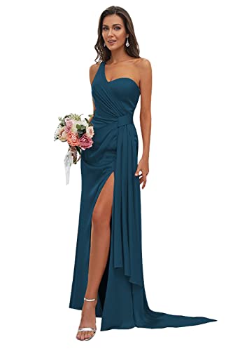 WaterDress Women's One Shoulder Bridesmaid Dress Teal 