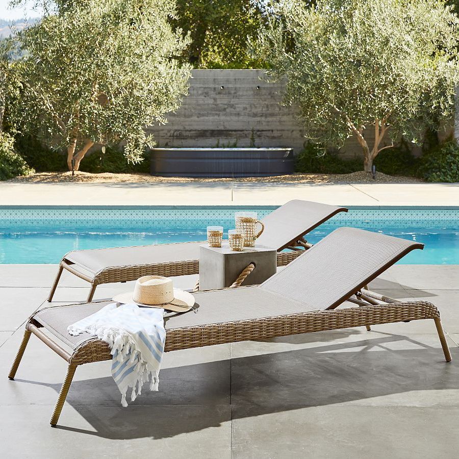 Torrey Wicker Stackable Chaise Lounge With Cushion, Set of 2