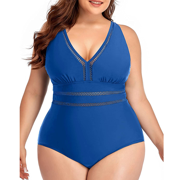 Daci Women Plus Size Cutout One Piece Swimsuits V Neck High Waisted Bathing  Suits Monokini Swimwear, Blue, Large : : Clothing, Shoes &  Accessories