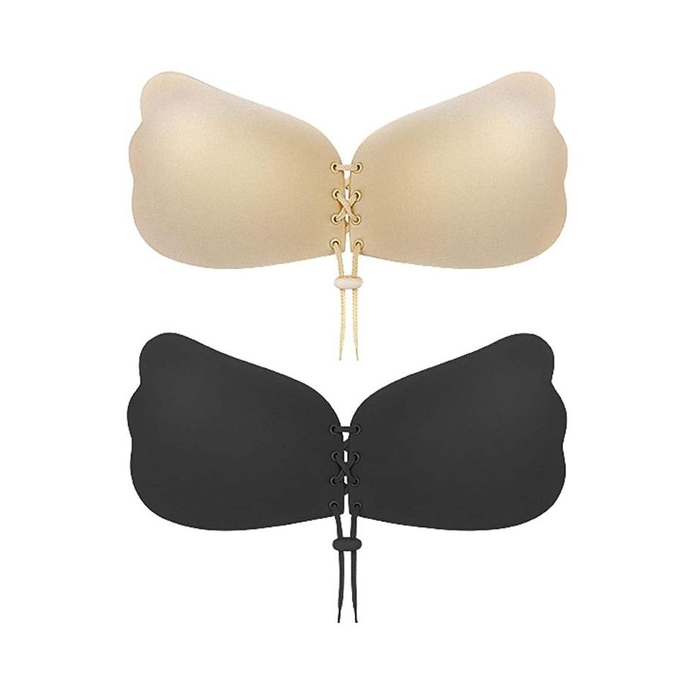 Black Strapless Bra Adhesive Push-up For Backless Dress F Cup