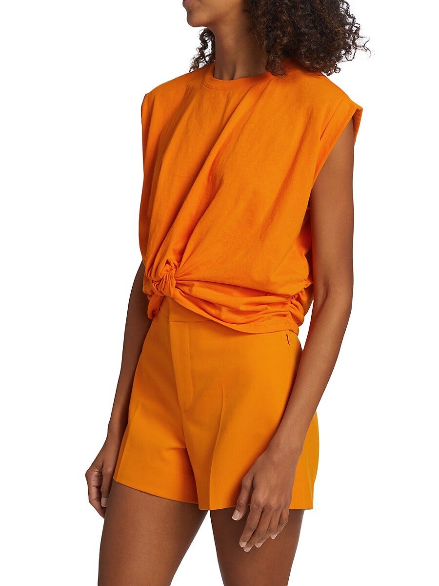 Frame Knotted Cotton Muscle Tee