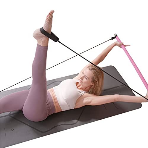 Hommie Portable Pilates Bar Kit with Resistance Bands , Upgraded 3 Section Pilates  Bar for Home Gym 