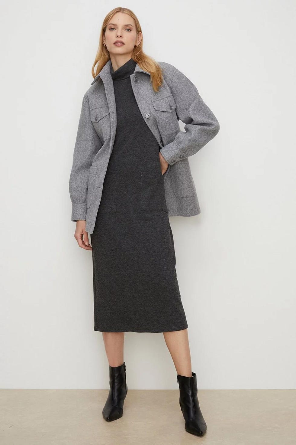 Knit Back Pocket Detail Overshirt Jacket
