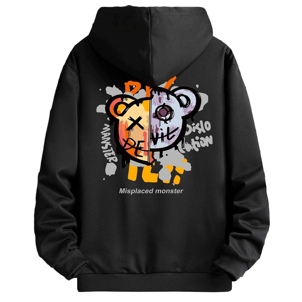 Cartoon & Letter Graphic Drawstring Hoodie Cartoon & Letter Graphic Drawstring Hoodie