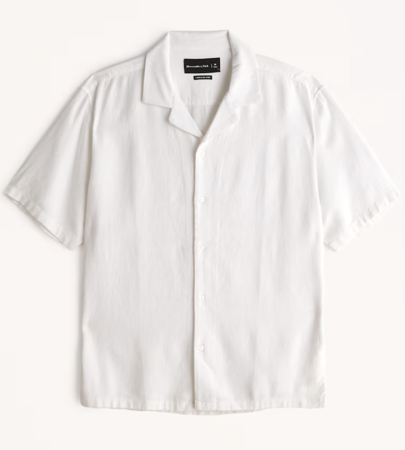Camp Collar Linen-Blend Button-Up Shirt