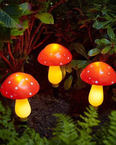 3 Mushroom Solar Stake Lights