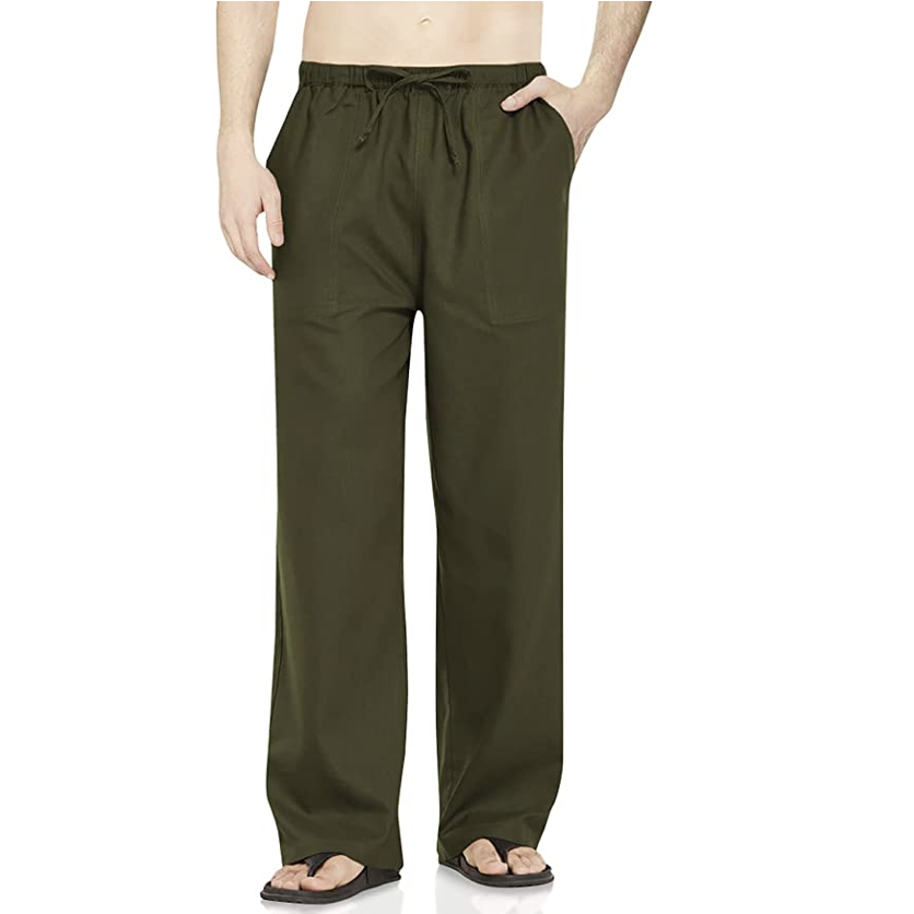 BEACH Men's Linen Blend Pants (Burnt Orange, Green Almond) - XS / Medium /  Green Almond