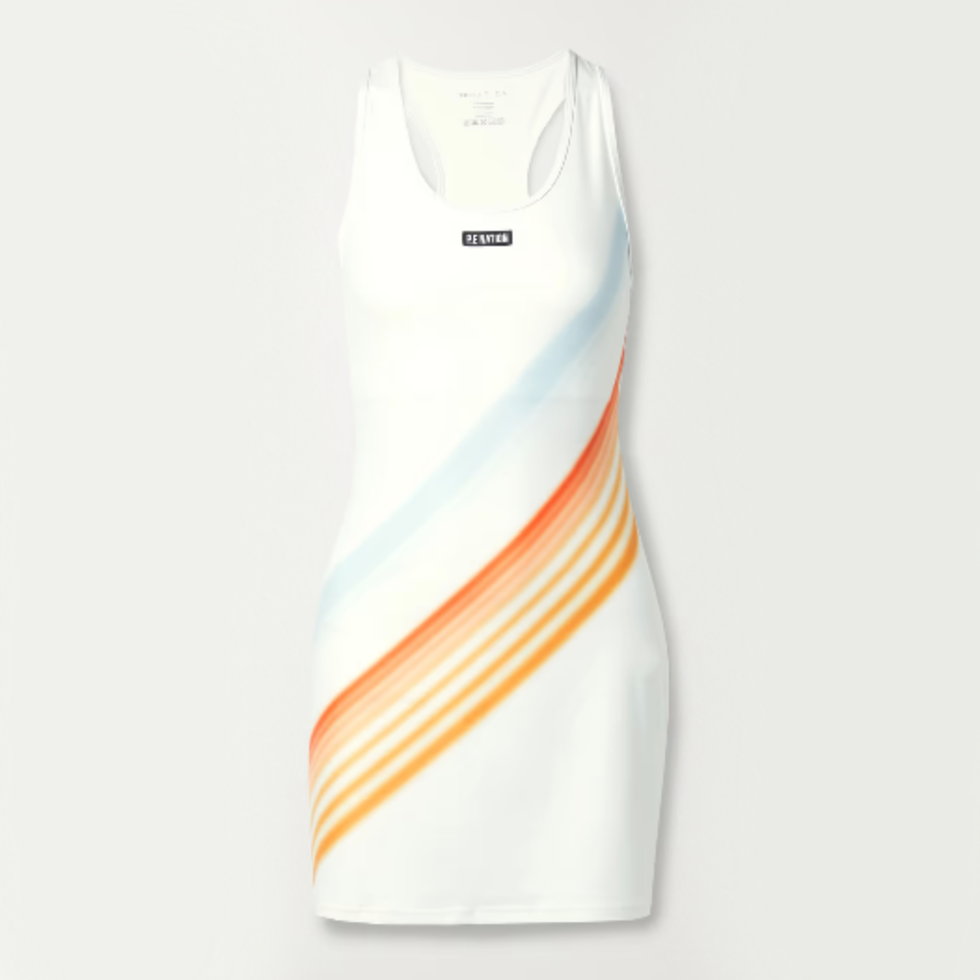 Wave Form Cutout Printed Stretch Recycled-Jersey Tennis Dress