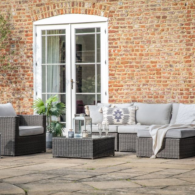 Valencia Outdoor Chaise Sofa and Armchair Set in Grey