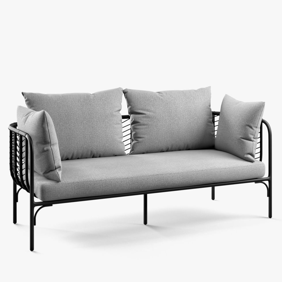 2-Seat Garden Sofa, Black/Grey
