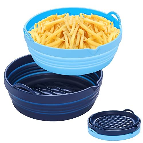 2 Pack Collapsible Air Fryer Liners Silicone 7.5 Inches 