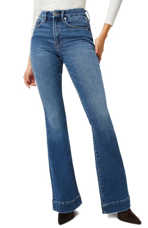 Good American Good Legs High Waist V-Back Flare Jeans in Blue843 at Nordstrom, Size 26