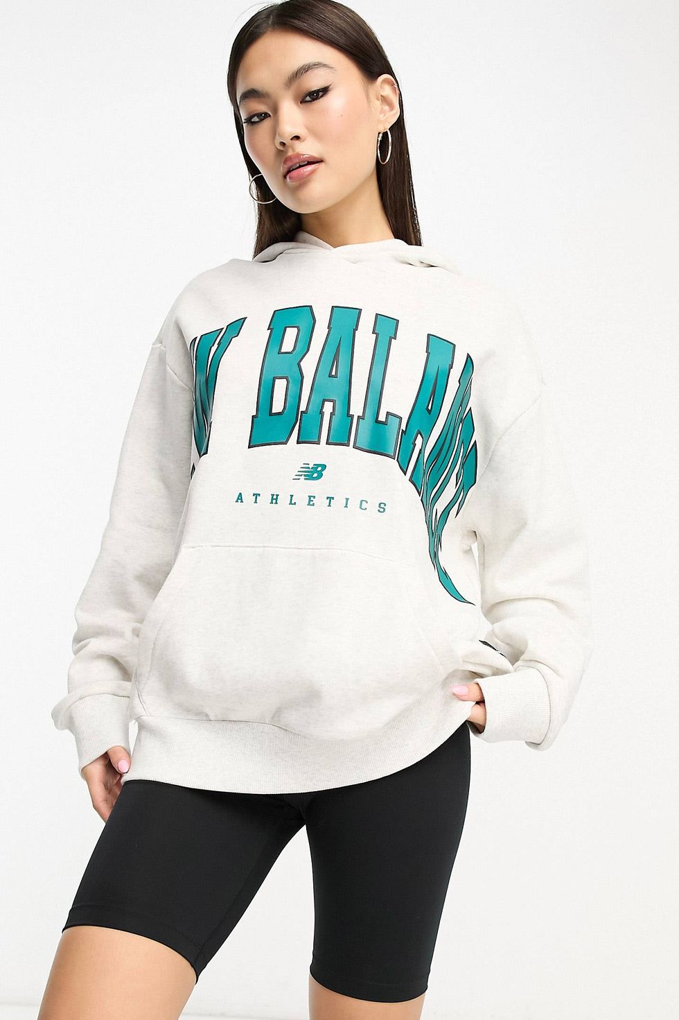 New Balance large logo hoodie in grey