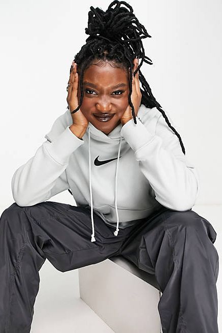 Nike Midi Swoosh hoodie in silver