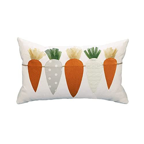 Embroidered Easter Carrot Pillow Cover