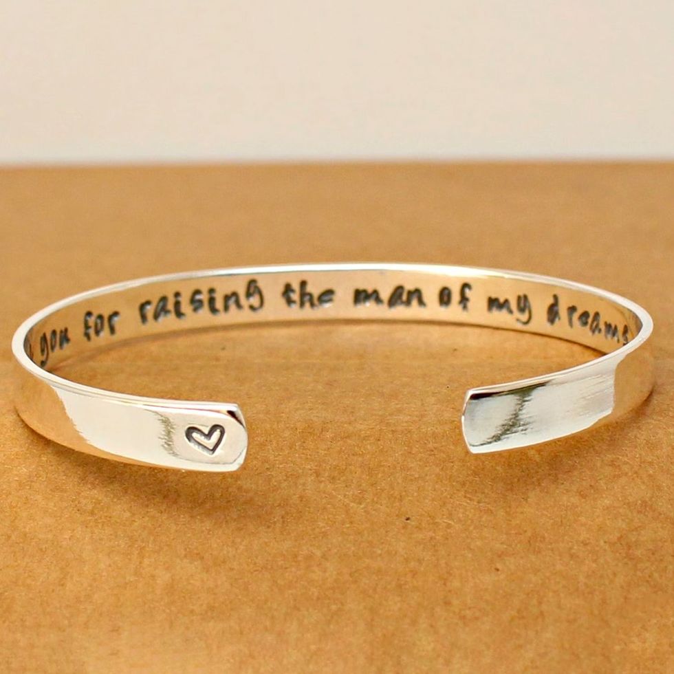 ‘Thank You for Raising the Man of My Dreams’ Cuff Bracelet 