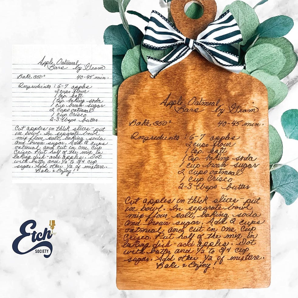 Handwritten Recipe Cutting Board