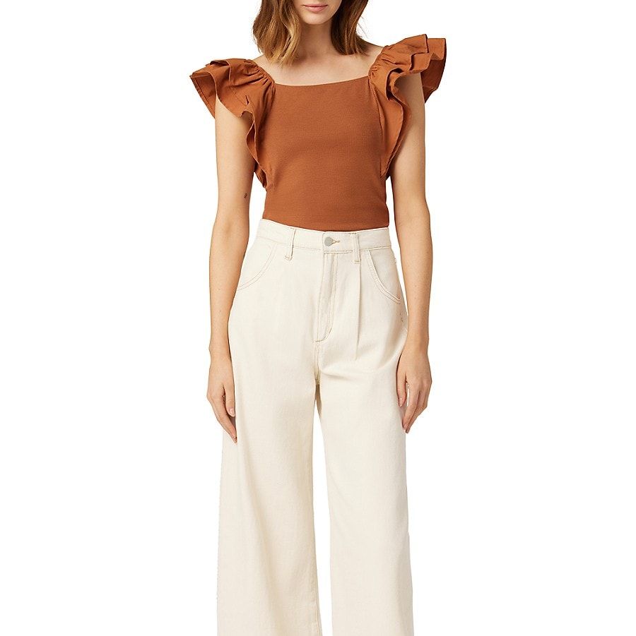 The Pleated High-Rise Wide-Leg Crop Jeans