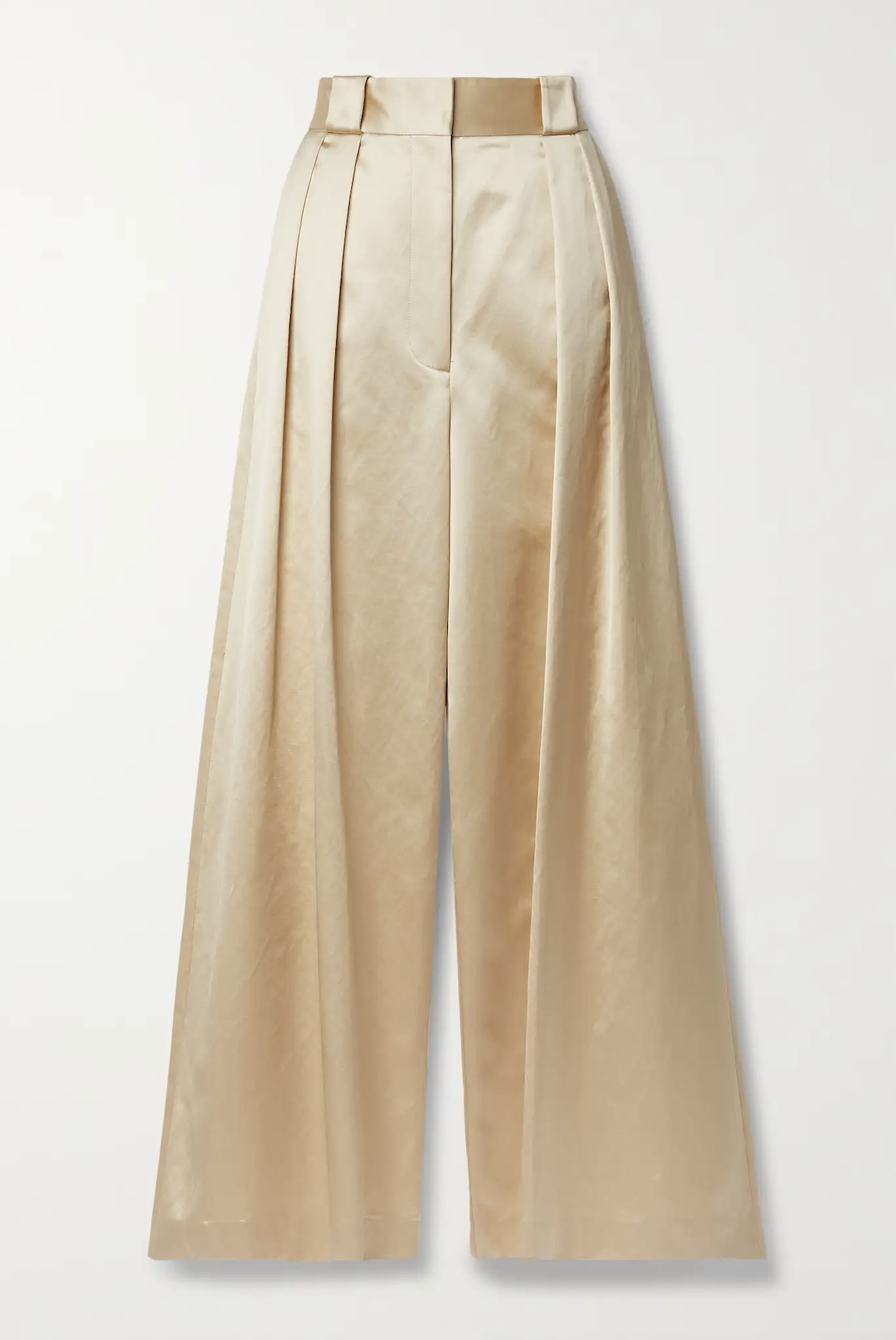 Pleated Silk Satin Pants