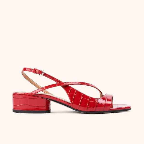 Red Embossed Sandals