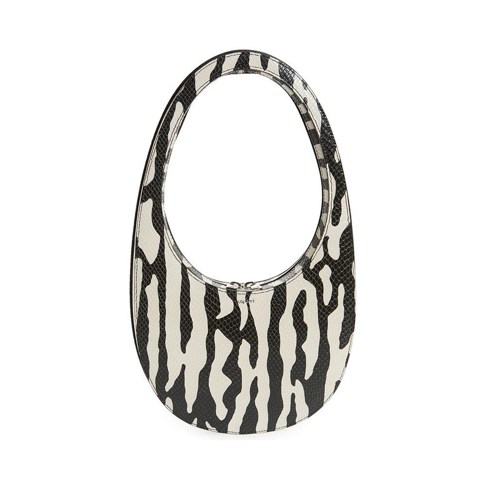 Swipe Zebra Print Snakeskin Embossed Leather Handbag 