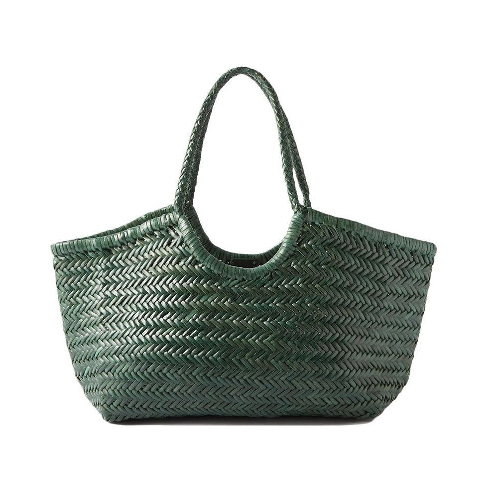 Nantucket Large Woven-Leather Basket Bag