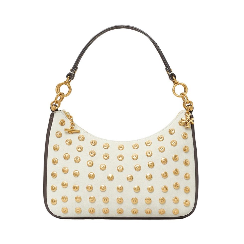 151 Mercer Studded Suede Crescent Bag