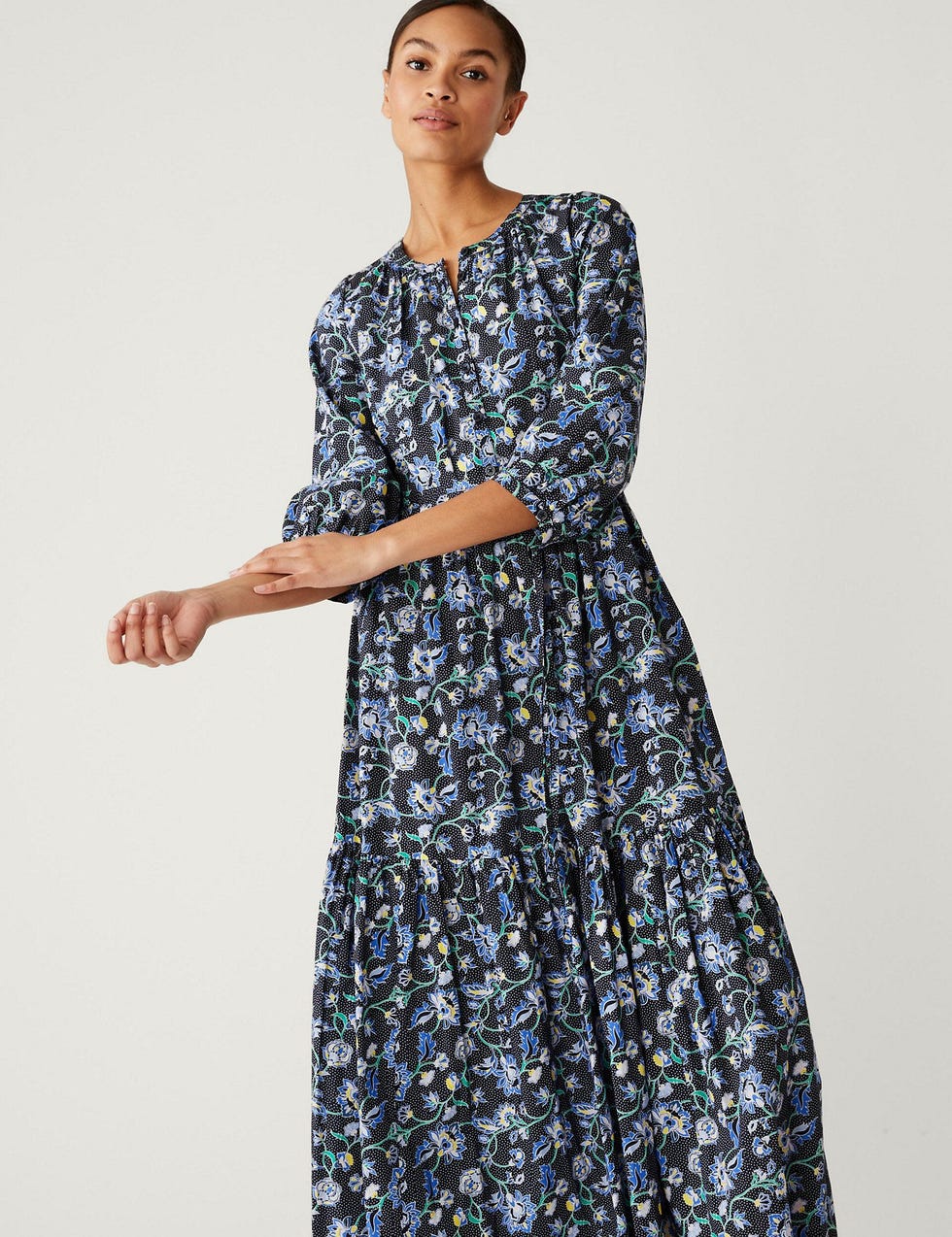 Pure Cotton Printed Midaxi Shirt Dress