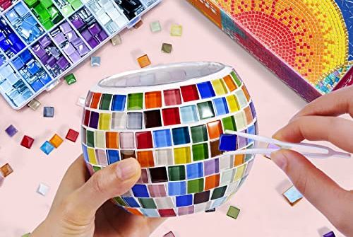 Kit de manualidades para hacer portavelas de mosaico de vidrio