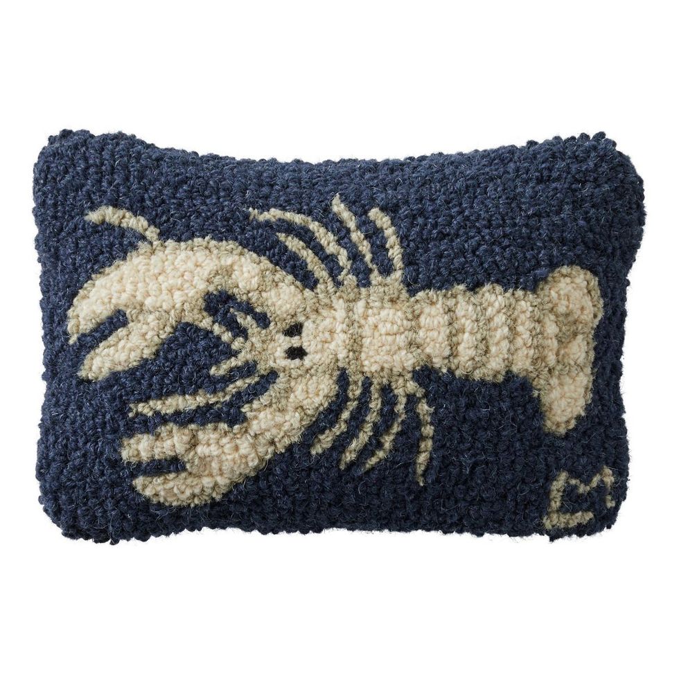 Wool-Hooked Lobster Throw Pillow