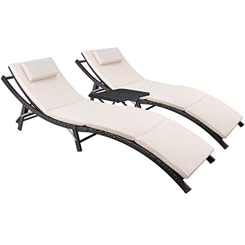 Adjustable Chaise Lounge Set with Folding Table
