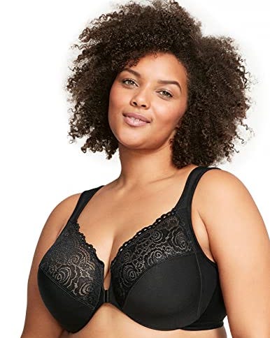 GLAMORISE BLACK POSTURE BACK SUPPORT WIRE-FREE BRA, SIZE US 38I