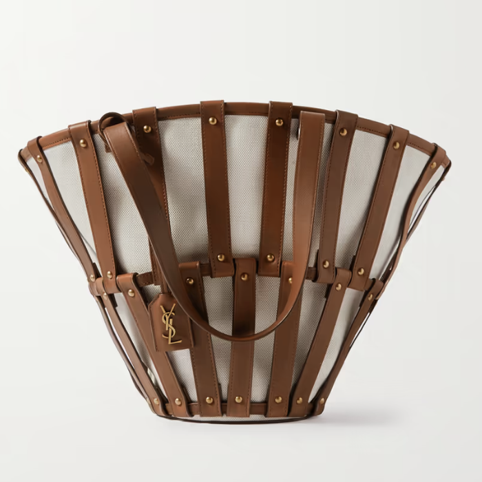 Panier Canvas and Studded Leather Tote