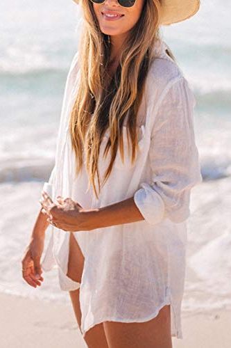 White Button-Down Beach Shirt 