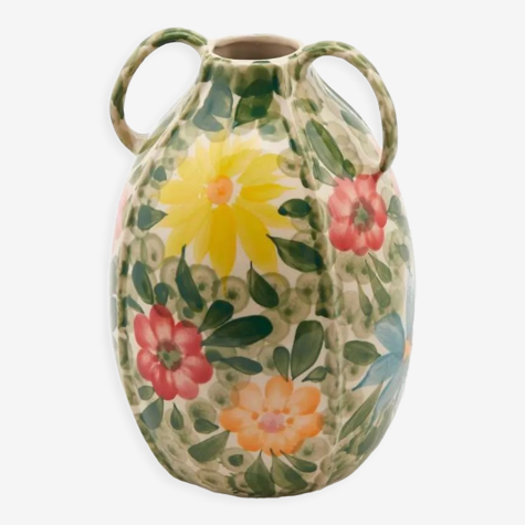 Vase in ceramic floral motif 23cm
