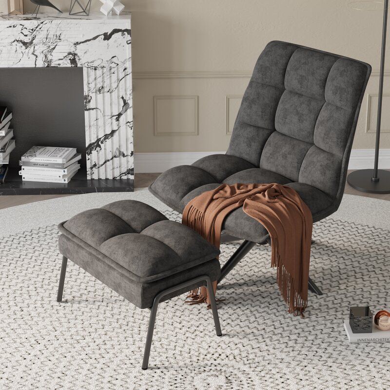 Chandris Upholstered Swivel Lounge Chair with Ottoman