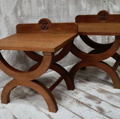 Vintage Mahogany Luggage Stands, 1940, Set of 2