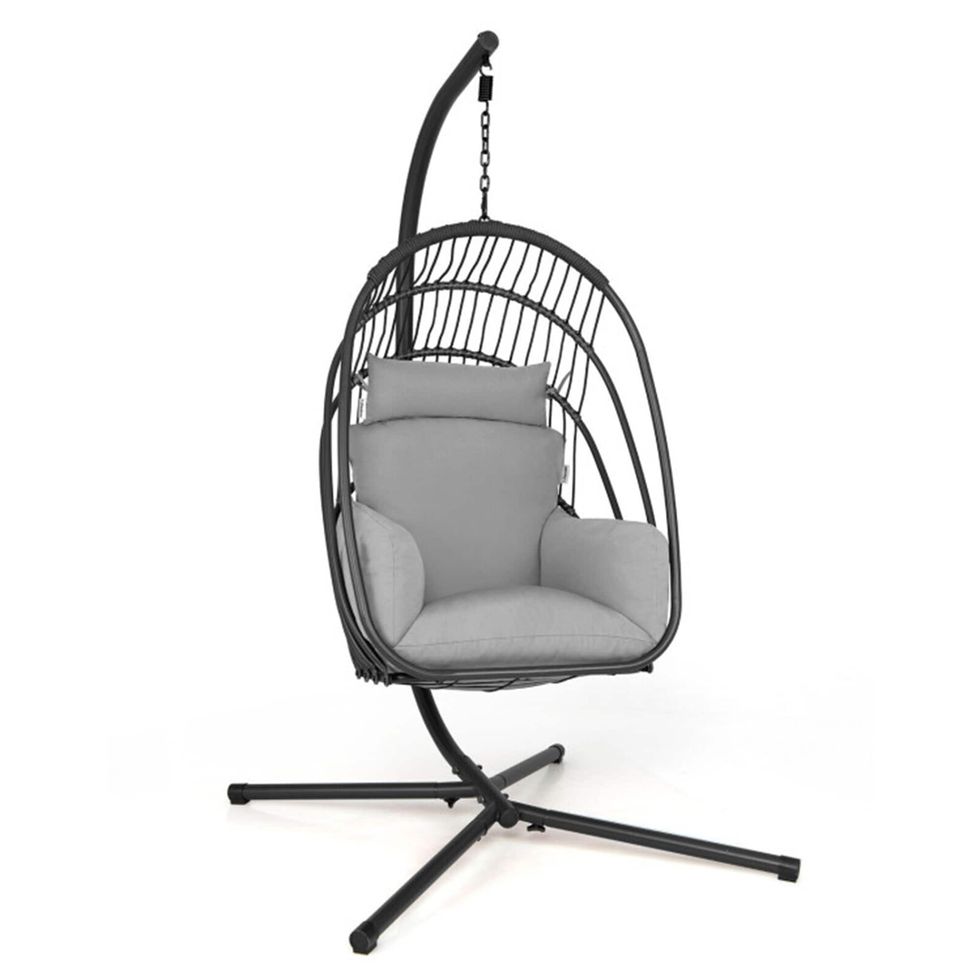Gray Fabric Hammock Chair with Stand