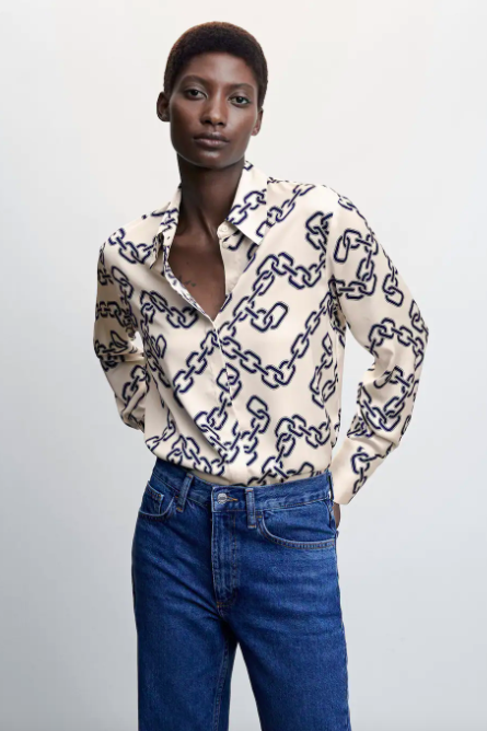 Ruth Langford's satin shirt is perfect for day to night dressing