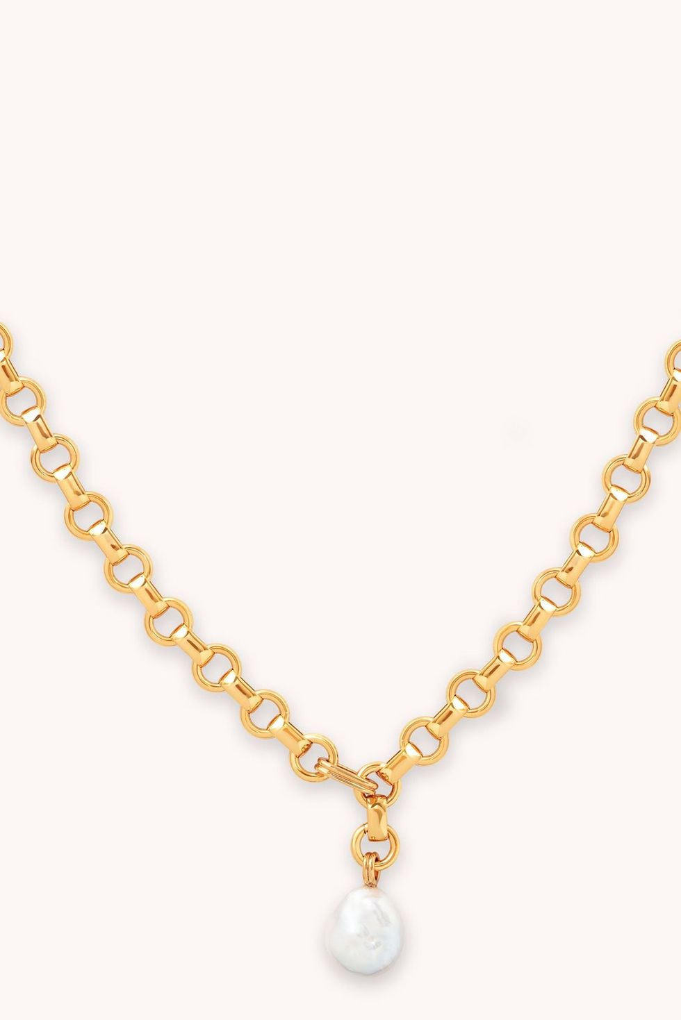 Serenity Pearl Link Chain Necklace in Gold