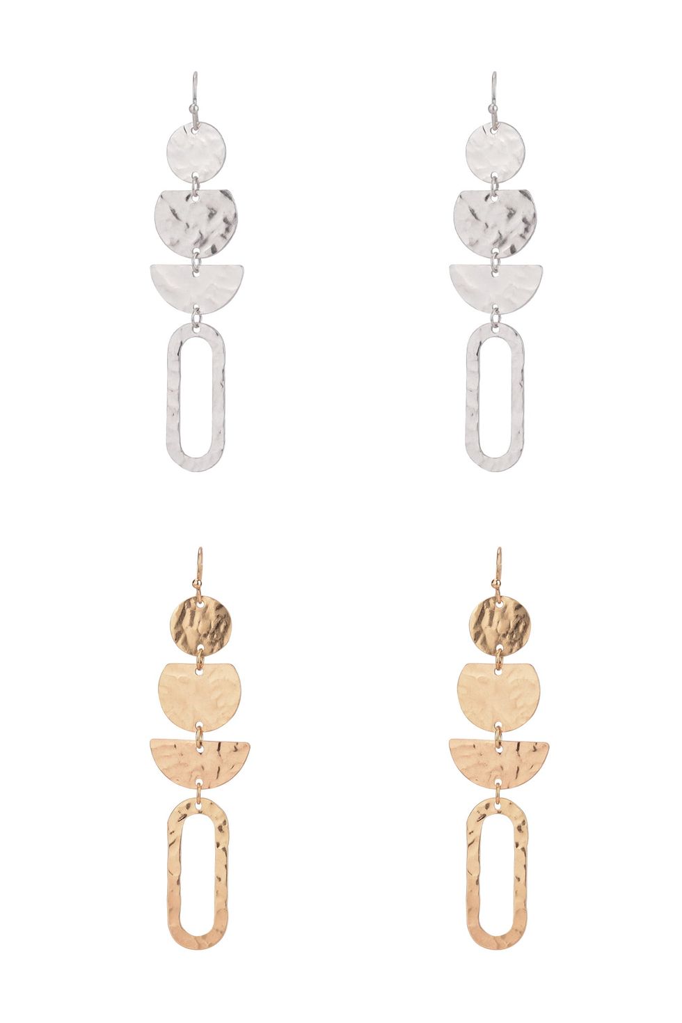 The Pioneer Woman Silver and Gold Metal Drop Duo Earring Set