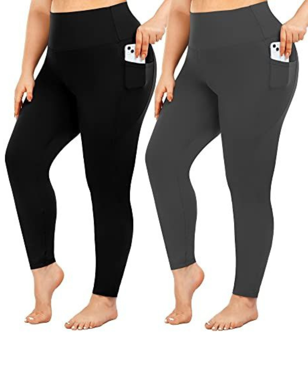 Plus Size Leggings with Pockets - 2 Pack 