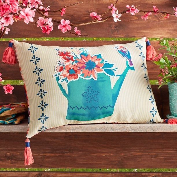 The Pioneer Woman Watering Can Outdoor Pillow