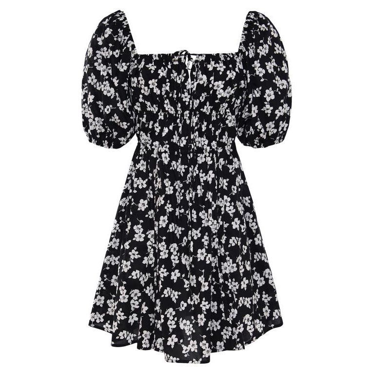 Black dress shop with floral print