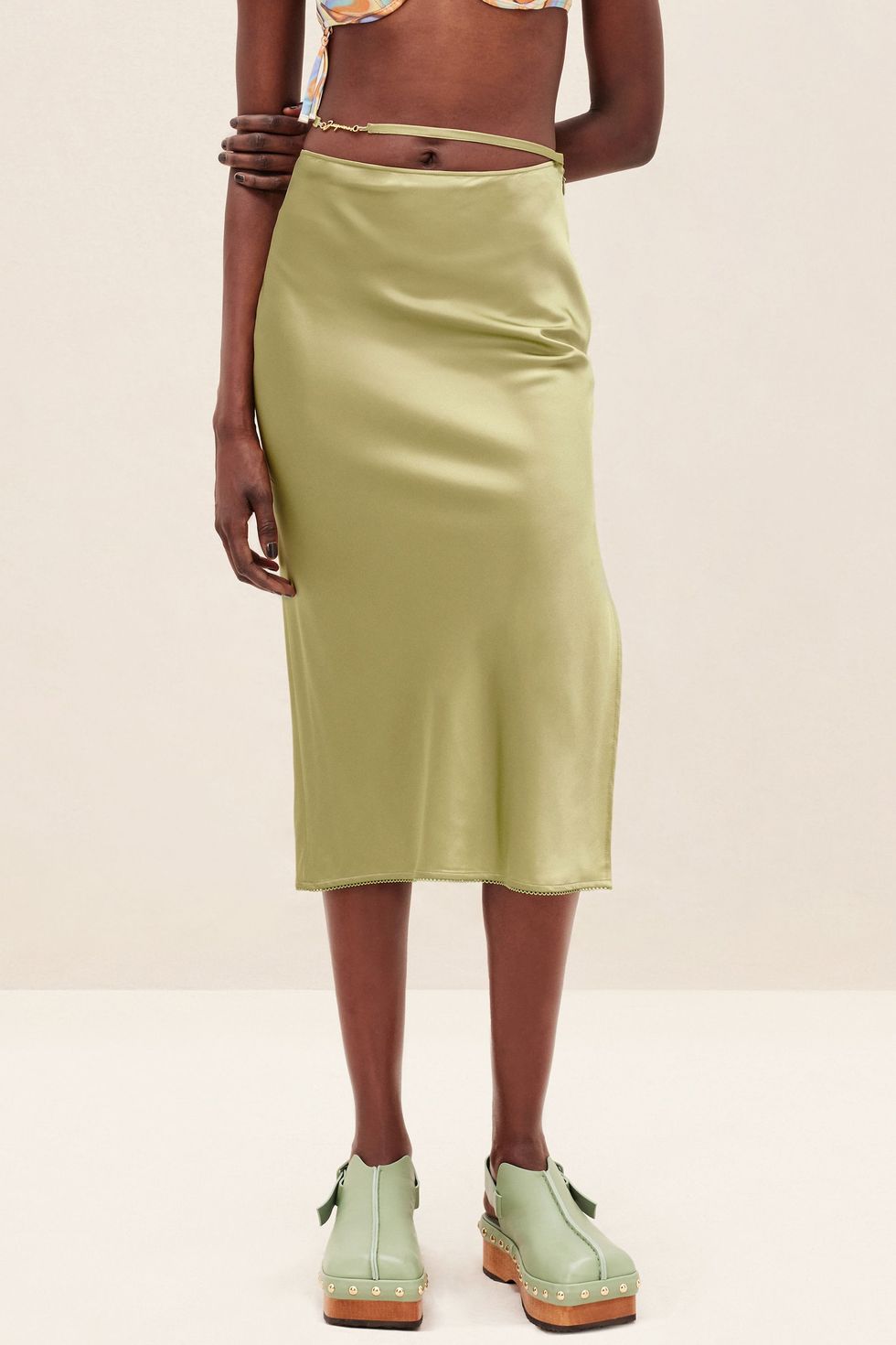 State Fair Olive Green Denim Mini Skirt