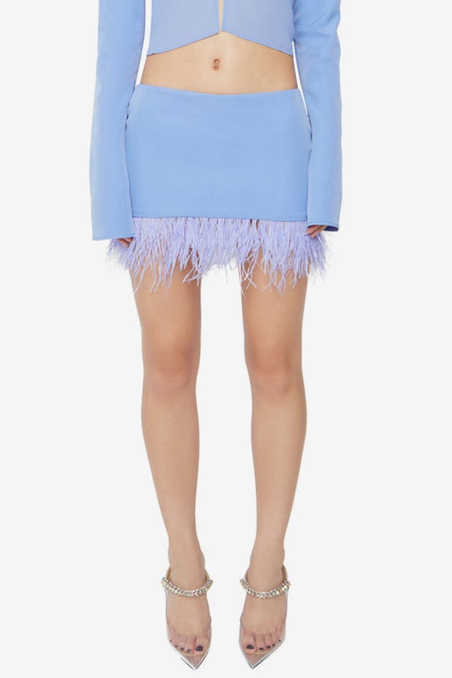 Feather Trim Mini Skirt